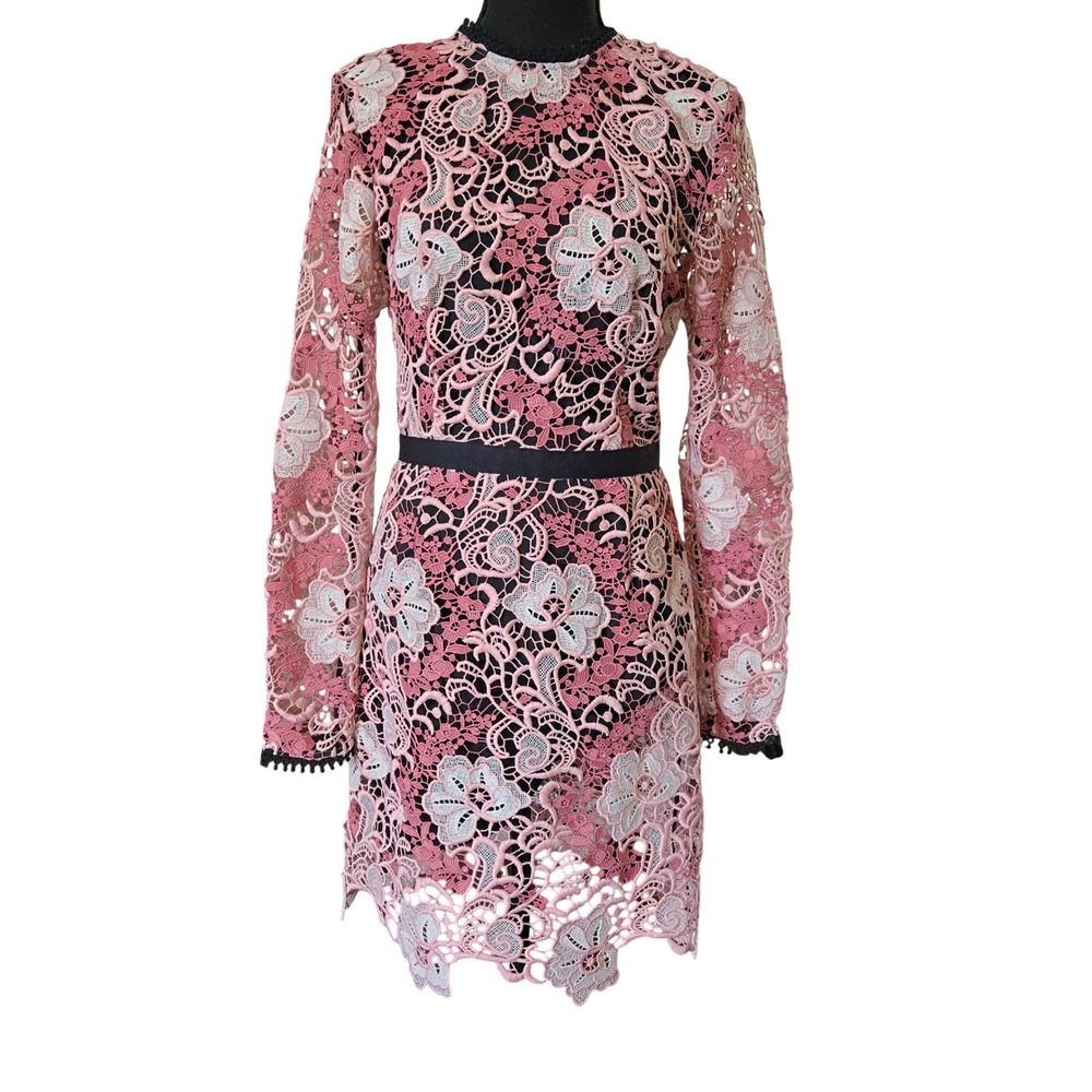 La Maison Talulah The Passion Pink Floral Lace Mini Dress  Size M
